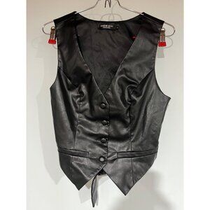 Shein Mod Women's Black Faux Leather Button-Up Vest - S